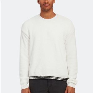 Men's Chenille Crewneck Sweater In White Black